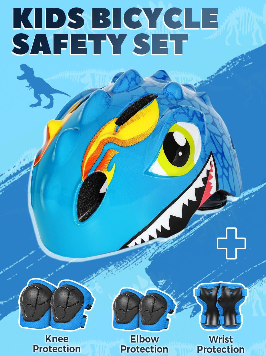 Kids Bicycle Helmet with Knee & Elbow Pads Set, Safety Gear for Cycling & Skatin