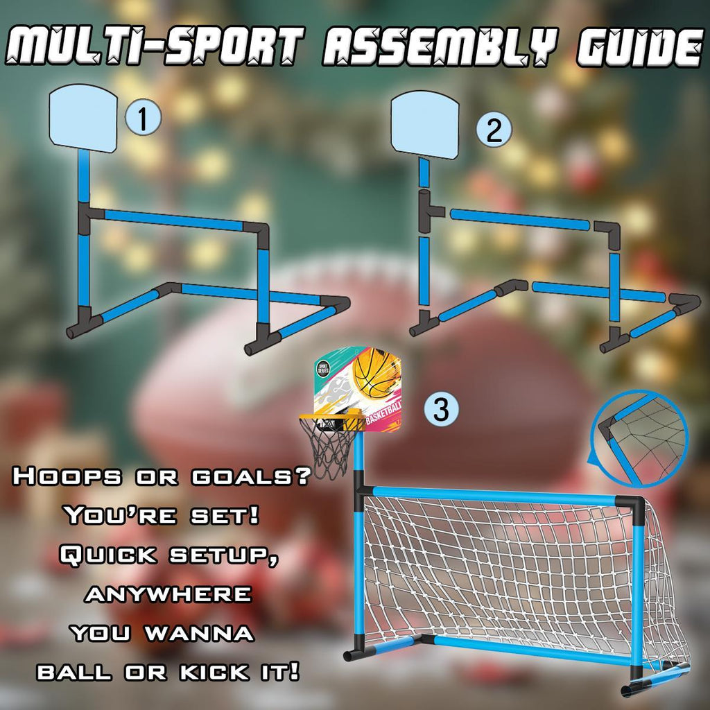 Football Goal Basketball Hoop Stand 2In1 Sports Kids Soccer Portable Fun Games