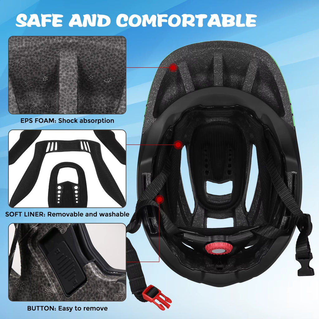 Lixada Kids 2-In-1 Detachable Full Face Helmet Children Sports Safety Bike Helmet Protective Gear Kids Helmet Cycling Helmet