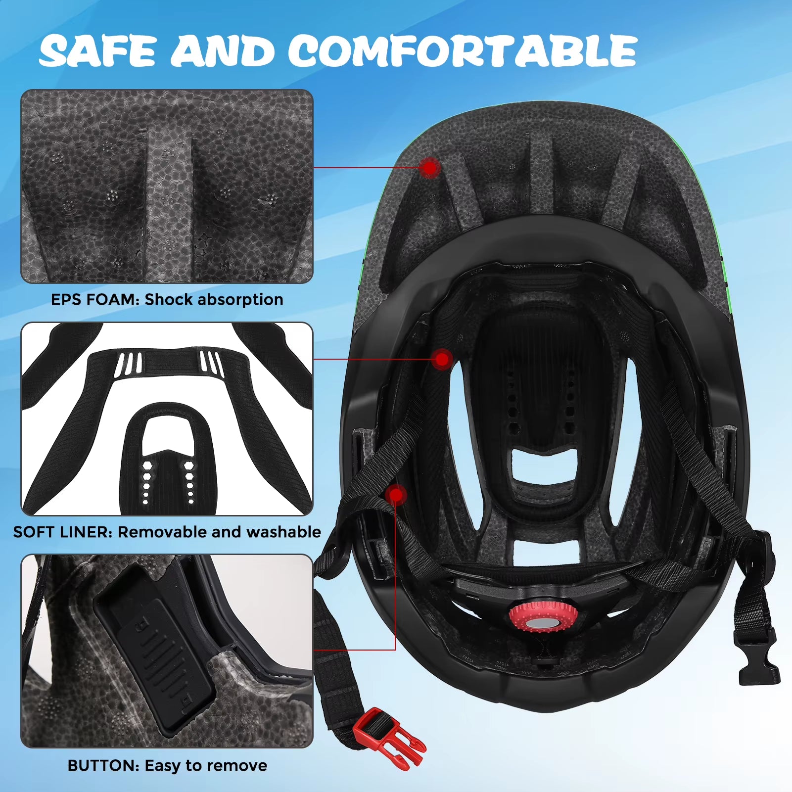 Lixada Kids 2-In-1 Detachable Full Face Helmet Children Sports Safety Bike Helmet Protective Gear Kids Helmet Cycling Helmet