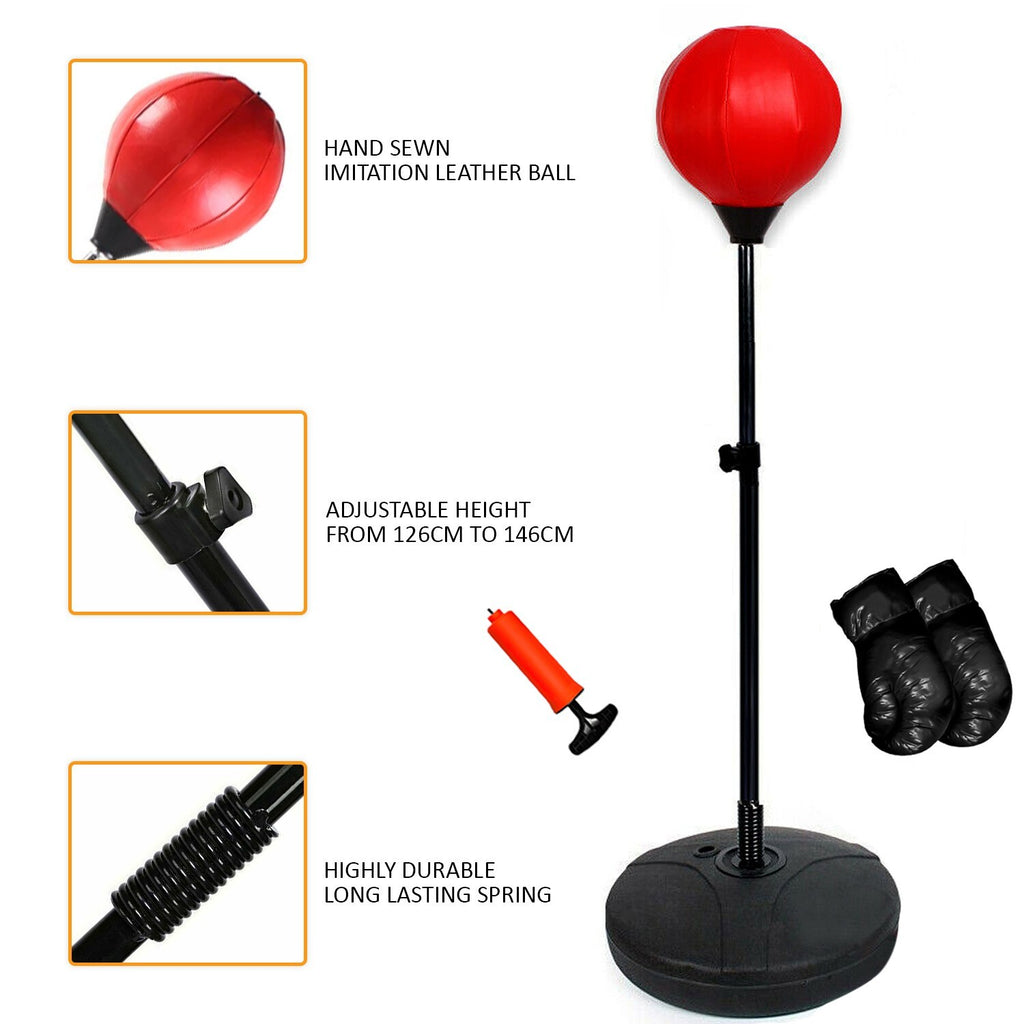 PUNCH BALL BAG GLOVES SET FREE STANDING HEIGHT ADJUSTABLE ADULT SPORTS Xmas Gift