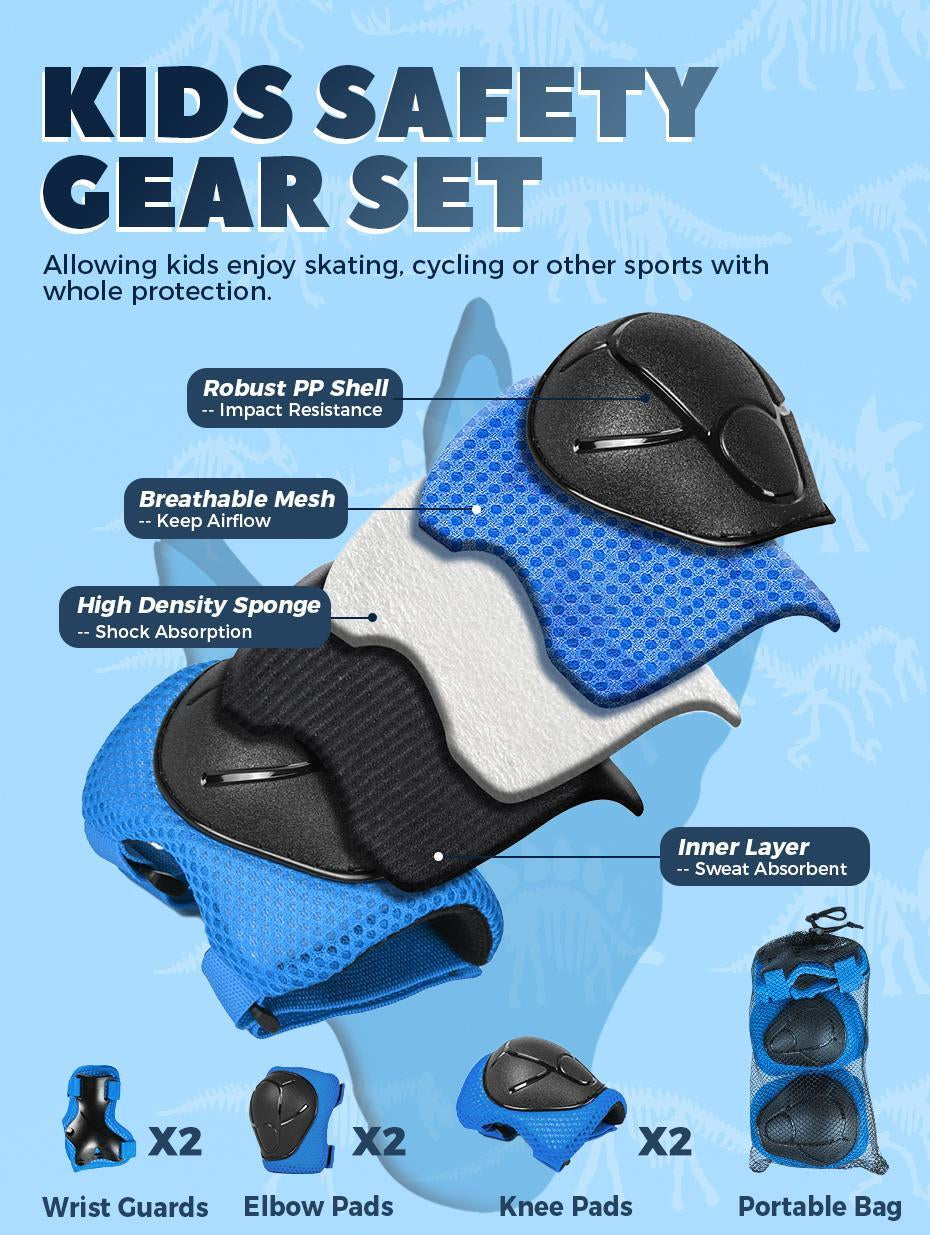 Kids Bicycle Helmet with Knee & Elbow Pads Set, Safety Gear for Cycling & Skatin