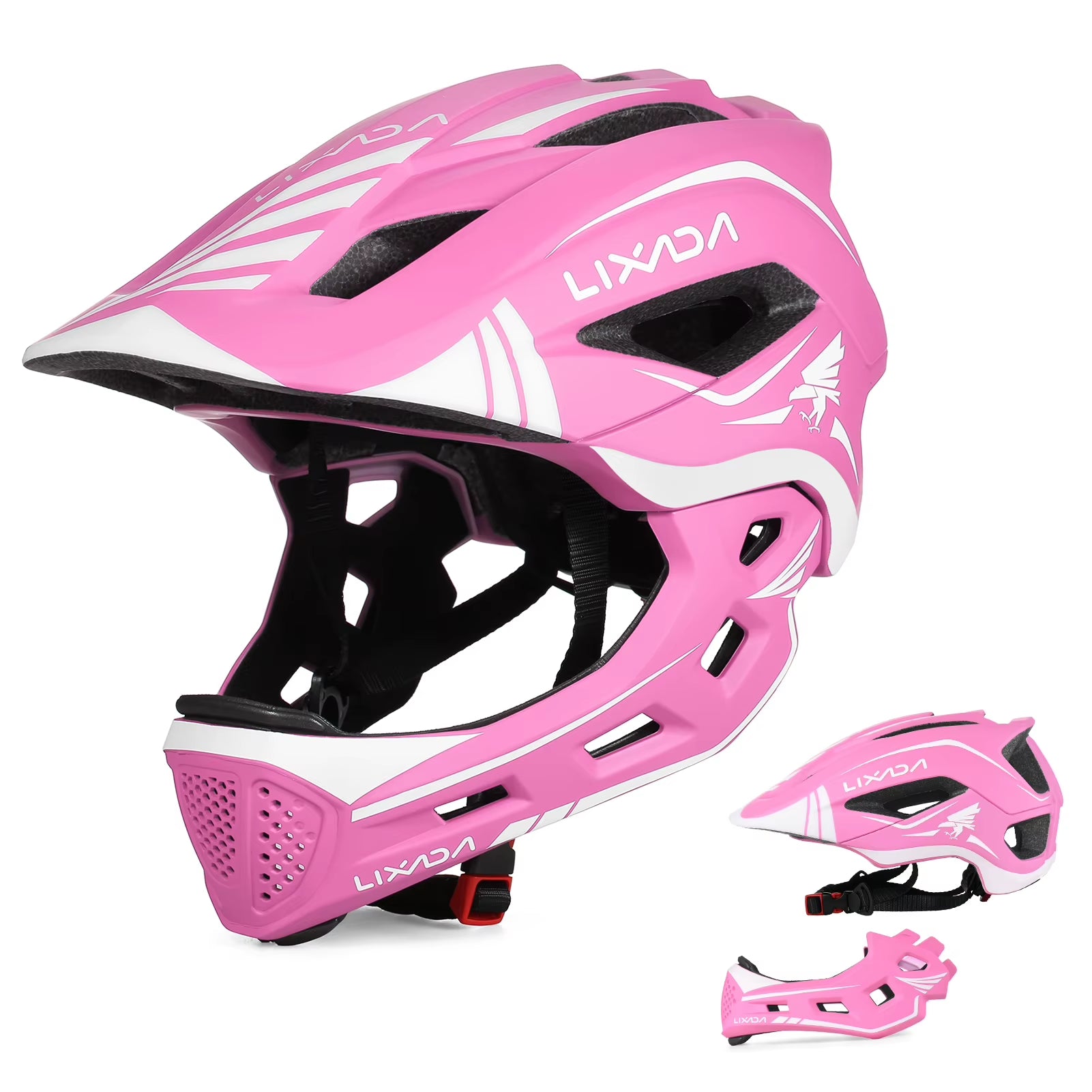Lixada Kids 2-In-1 Detachable Full Face Helmet Children Sports Safety Bike Helmet Protective Gear Kids Helmet Cycling Helmet