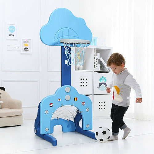 3-In-1 Toddler Basketball Hoop Set Stand with 5 Adjustable Height Levels