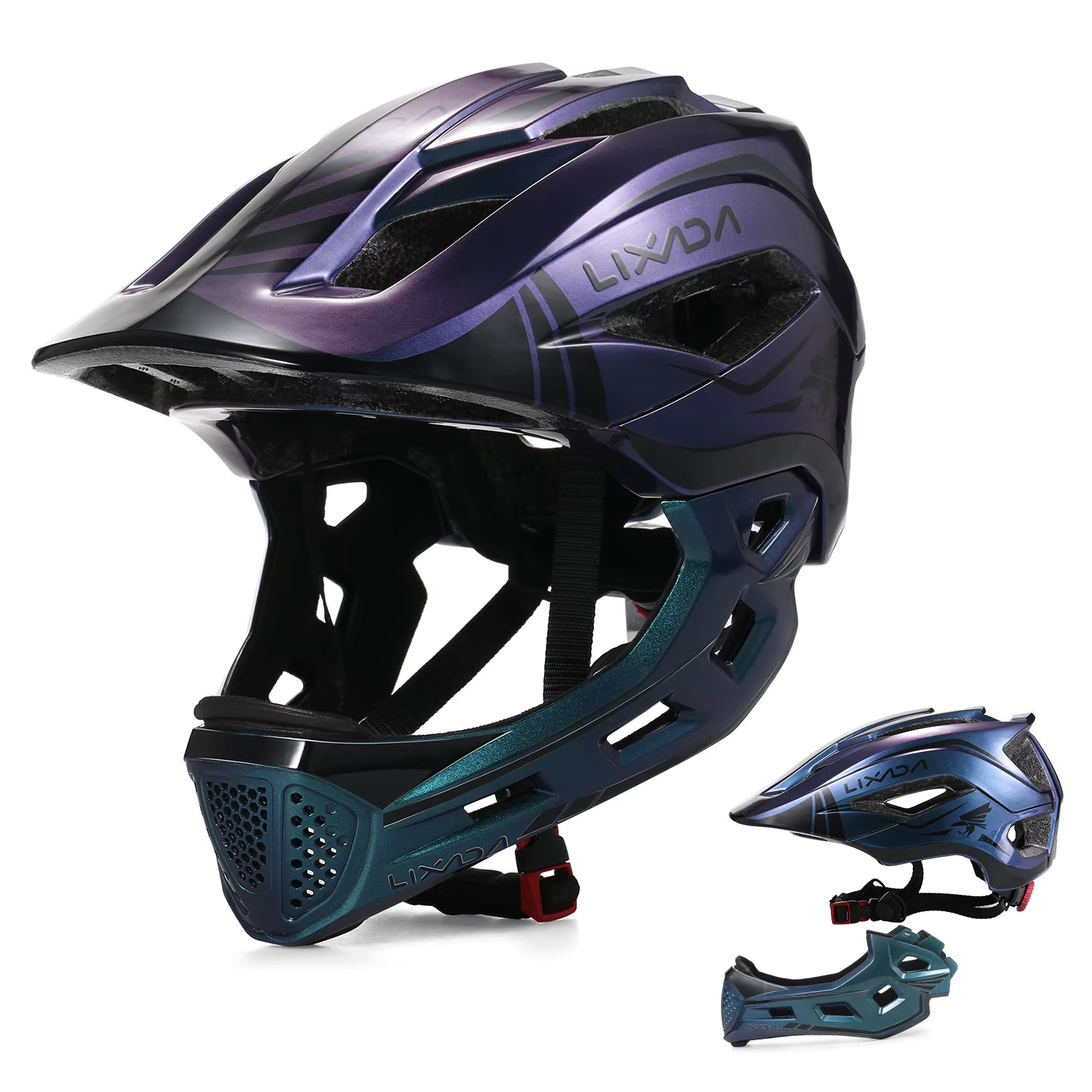 Lixada Kids 2-In-1 Detachable Full Face Helmet Children Sports Safety Bike Helmet Protective Gear Kids Helmet Cycling Helmet