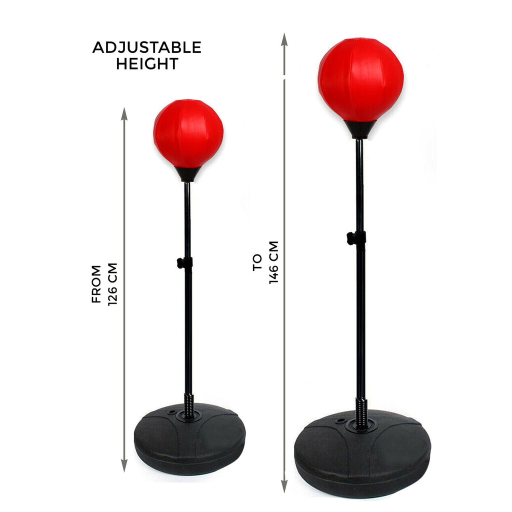 PUNCH BALL BAG GLOVES SET FREE STANDING HEIGHT ADJUSTABLE ADULT SPORTS Xmas Gift