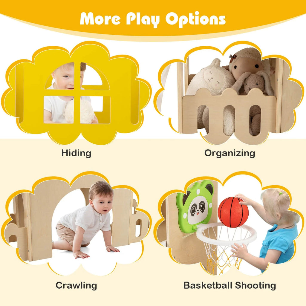7-In-1 Toddler Slide Set with Ladder and Long Aisle Wooden Playground