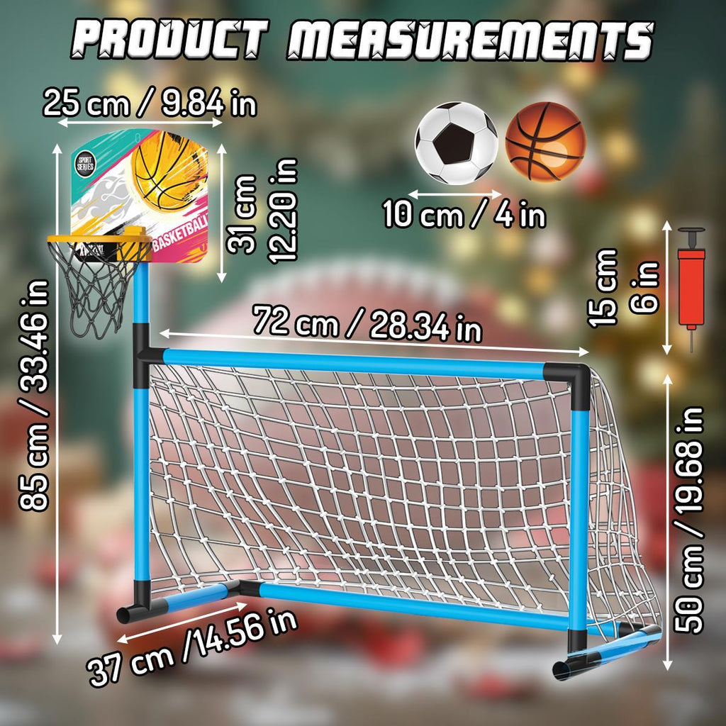Football Goal Basketball Hoop Stand 2In1 Sports Kids Soccer Portable Fun Games