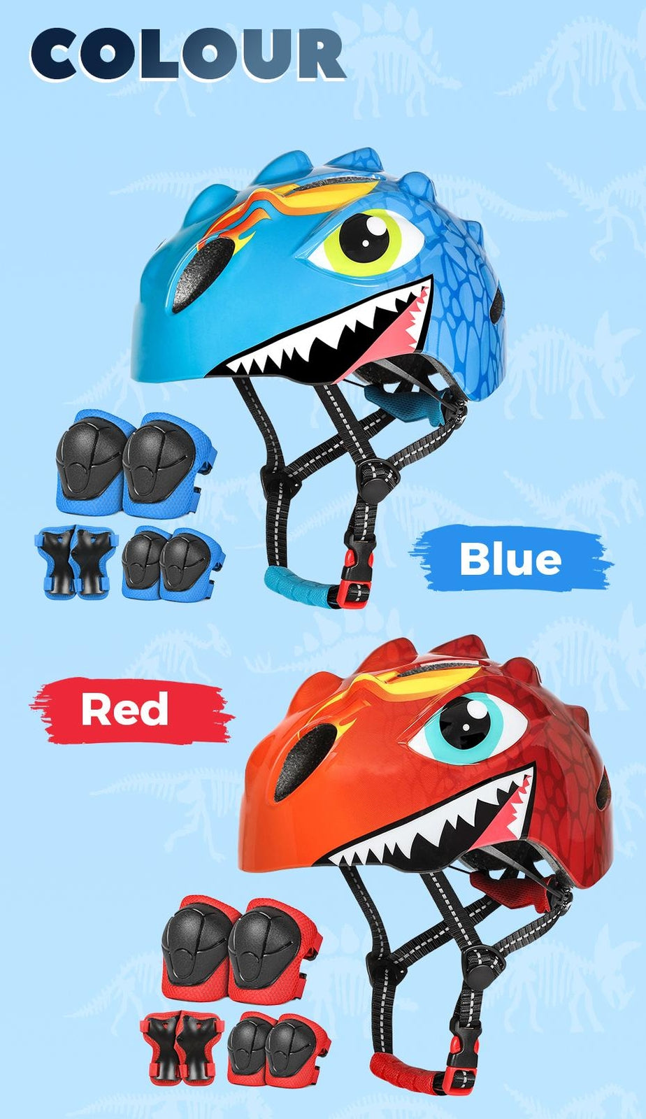 Kids Bicycle Helmet with Knee & Elbow Pads Set, Safety Gear for Cycling & Skatin
