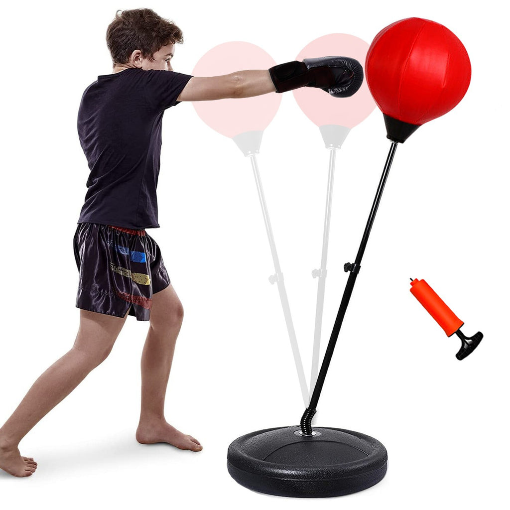 PUNCH BALL BAG GLOVES SET FREE STANDING HEIGHT ADJUSTABLE ADULT SPORTS Xmas Gift