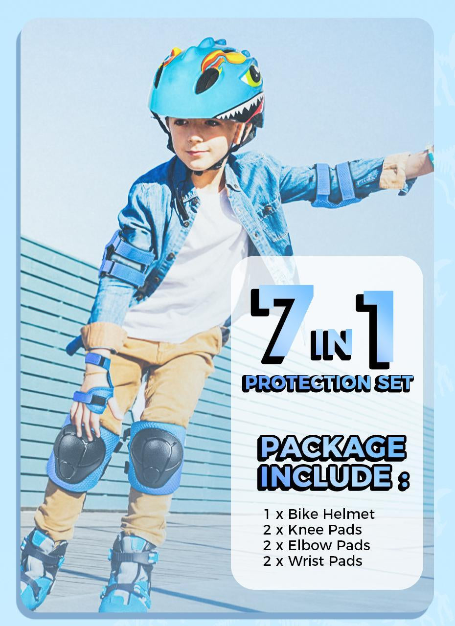 Kids Bicycle Helmet with Knee & Elbow Pads Set, Safety Gear for Cycling & Skatin