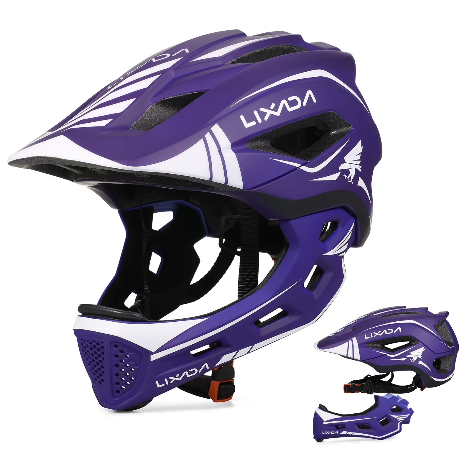 Lixada Kids 2-In-1 Detachable Full Face Helmet Children Sports Safety Bike Helmet Protective Gear Kids Helmet Cycling Helmet